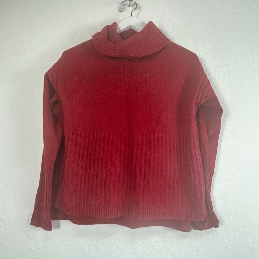 Derek Lam 10 Crosby Womens Red Ribbed Cashmere Turtleneck Sweater XS Pullover